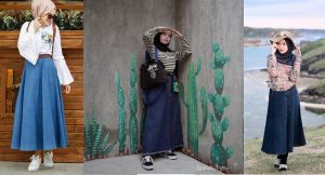 Padupadan Rok Denim Dengan Fashion Hijab Modern