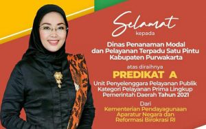 DPMPTSP Purwakarta Raih Predikat A Kategori Pelayanan Prima Dari Kemenpan-RB RI