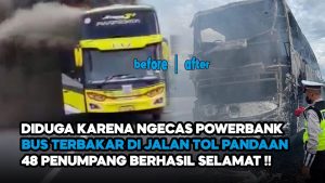 Video: Bus Pariwisata Terbakar di Tol Pandaan, Penumbang Panik dan Berhamburan Keluar