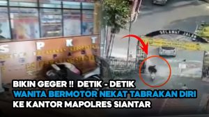 Video: Detik-Detik Wanita Pengendara Motor Seruduk SPKT Polres Siantar Hingga Hancur
