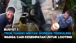 Video: Truk Tangki Minyak Goreng Terguling Hingga Tercecer di Jalanan dan Selokan