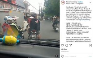 Tak Terima Disuruh Minggir, Pemotor Arogan Ludahi Relawan Ambulans