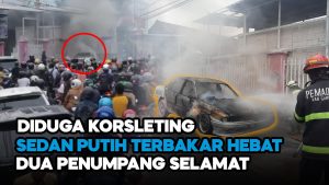 Video: Diduga Konsleting, Sebuah Mobil Hangus Terbakar di Jalan Karangpawitan Garut