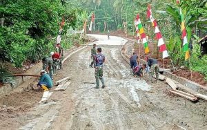 Warga Desa Wanawali Cibatu Sambut Antusias Kegiatan TMMD Ke-113 Tahun 2022