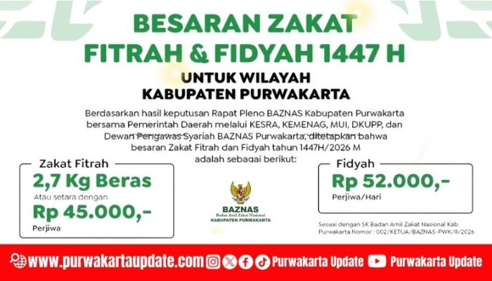 Jelang Ramadan 1447 H, BAZNAS Purwakarta Umumkan Zakat Fitrah Rp45 Ribu