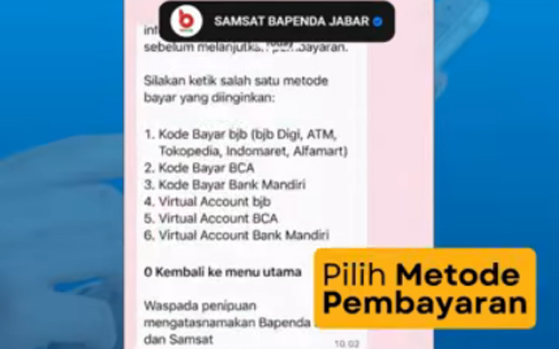 Bayar pajak kendaraan lewat WhatsApp